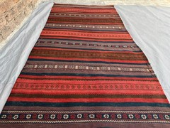 12 X 2.8 ft Vintage Stunning Full Embroidery Tribal Maldari Aimak Soumak Runner