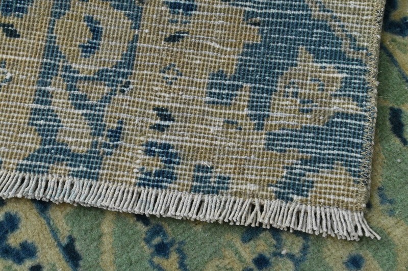 Vintage Turkish Runner Rug 2x5ft BEIGE Handmade Anatolian Oushak Hallway Wool gallery