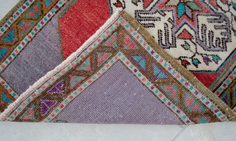 Vintage Handmade Turkish Rug, Wool Doormat, Small Rug, Kitchen Rug - 1.8 x 3 ft gallery