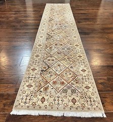 Pak Perisan Runner Rug 2.7 x 12, Handmade Wool Vintage Hallway Rug, Panel Design