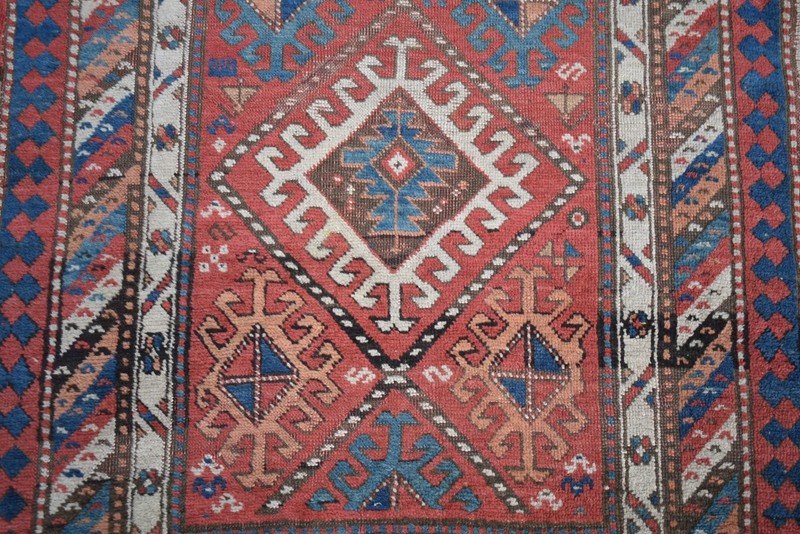 Antique Caucasian Rug 37'' x 64'' Collector's Item Fragment Genje Kazak Wool Rug gallery