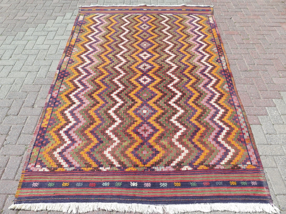Home Decor, Area Rugs, Handmade Floor Carpet Turkish Kilim Wool Teppich 72"X112"