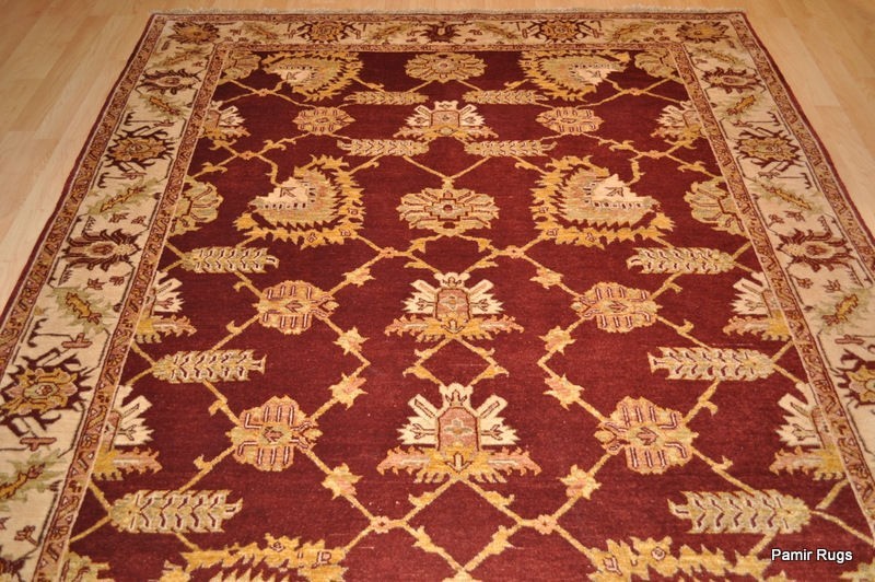 6'x9' HANDMADE WOOL RUG Red Burgundy GOLD vegetable dye rug OUSHAK, Kazak Heriz gallery