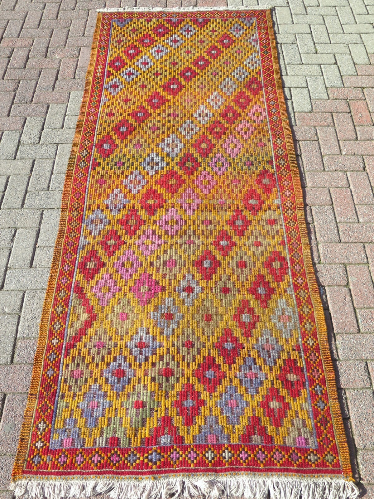 Turkish Kilim Runner Embroidery Rug, Hallway Carpet Rugs Corridor Kelim 44"x105" gallery