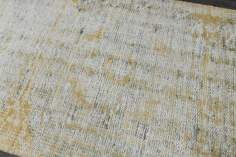 Vintage Turkish Runner Rug 2x10ft YELLOW Handmade Anatolian Oushak Hallway Wool gallery