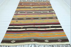 Vintage Turkish Kilim, Large Rug, Striped Rug, Teppiche 69″X99″ Area Rug Carpet