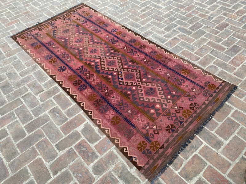 5x10 ft Afghan Geometric Handwoven Oriental Ghalmori Turkmen Traditional Kilim gallery