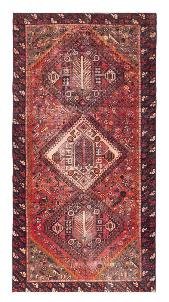 Vintage 4'10" x 9'5" Traditional Hand Knotted Vegetable Dye Wool Area Rug