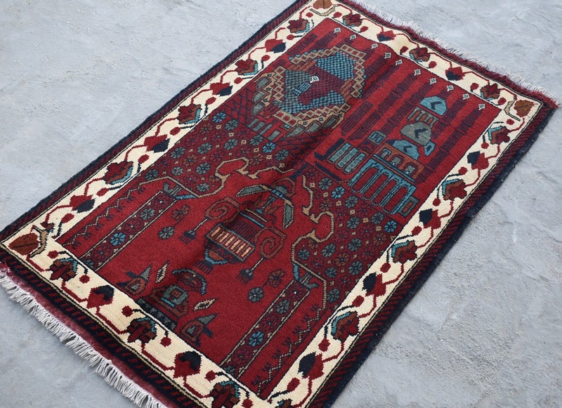 2'7 x 4 ft Hand knotted afghan tribal turkmen jai namaz area rug, 3x5 small rug gallery