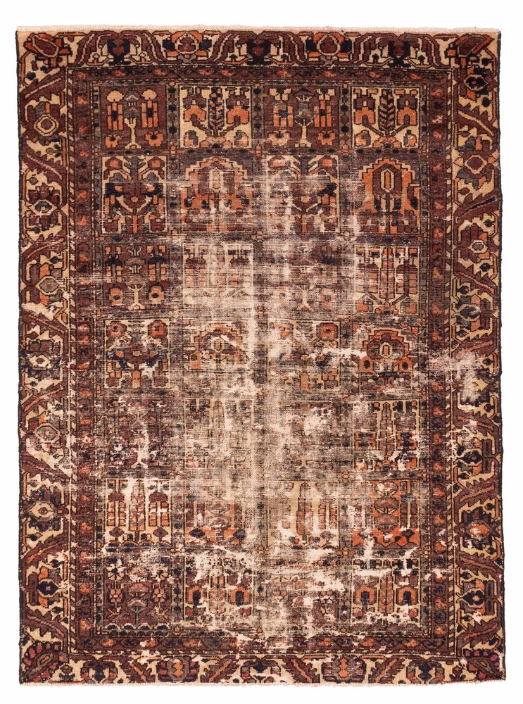 Vintage 4'7" x 6'2" Traditional Hand Knotted Vegetable Dye Wool Area Rug