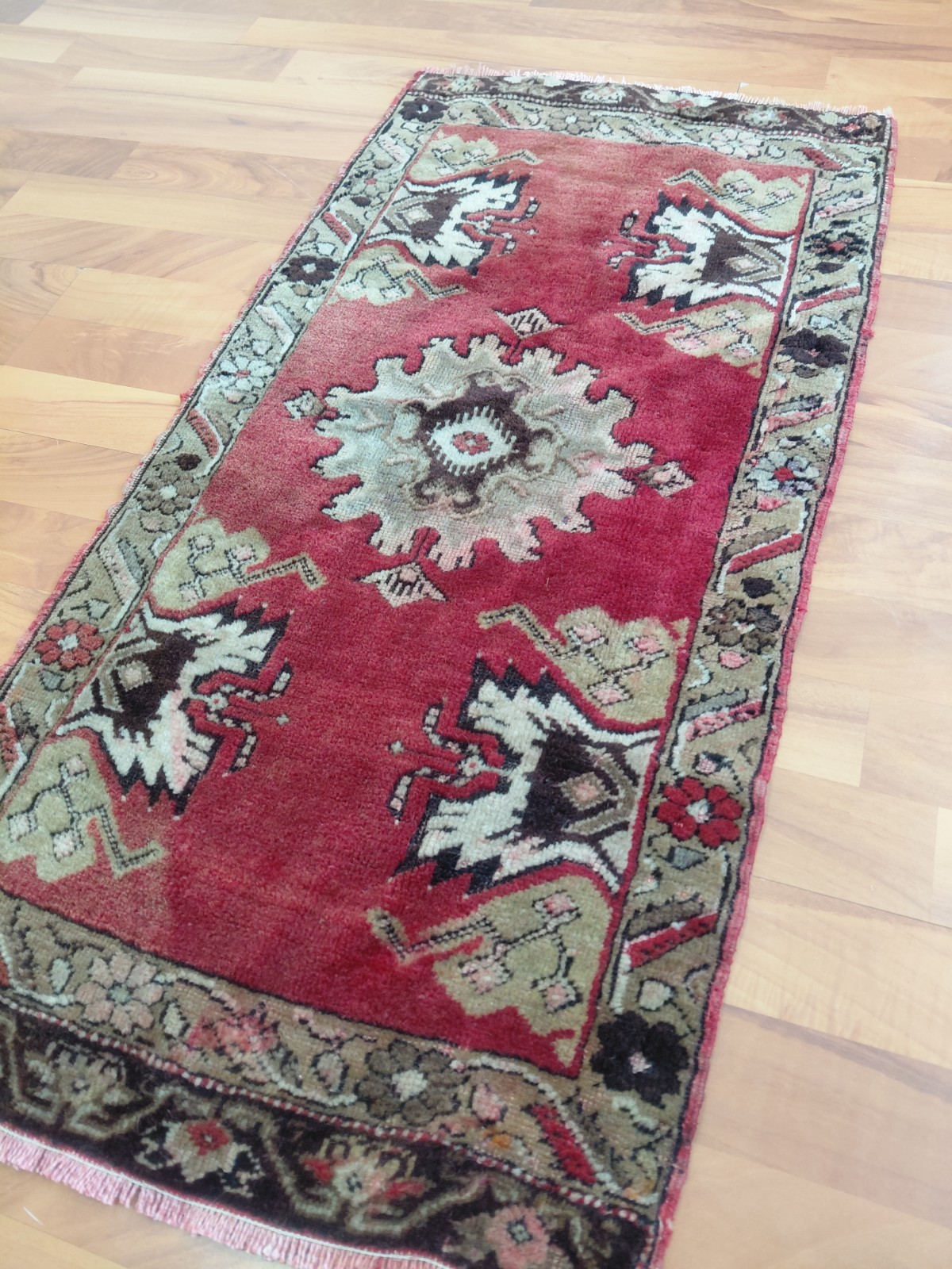 1'57''x3'21'' ft. Antique Red Rug Floral Traditional Rug Oriental Handmade Rug c gallery