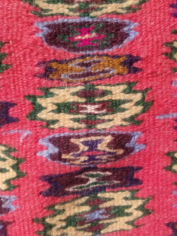 Vintage Traditional Handmade Afghan Soumak Wool Blue Kilim 4.7x3.7ft gallery