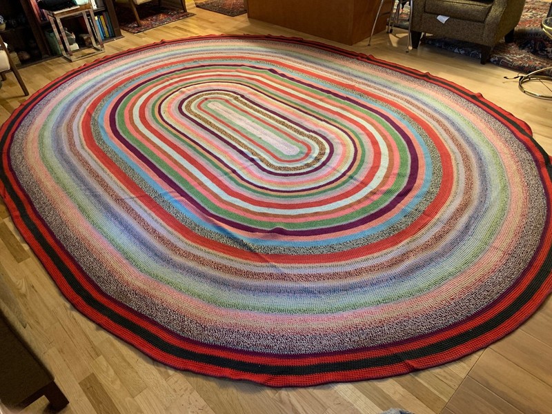 Oval Braided Rug Large 10 X 13 feet Rainbow Folk Art Handmade carpet Cabin Rug gallery
