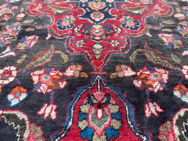 ANTIQUE ORIENTAL RUG 8x11 DARK BROWN BLUE VINTAGE HAND-KNOTTED handmade 9x12 ft gallery