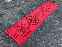 Turkish Vintage Rug Handmade Wool Rug Bohemian Runner Rug 2,5 x 11, ft
