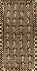 Natural Color Brown Wool Hand-knotted Traditional Tribal Paisley Area Rug 5×9