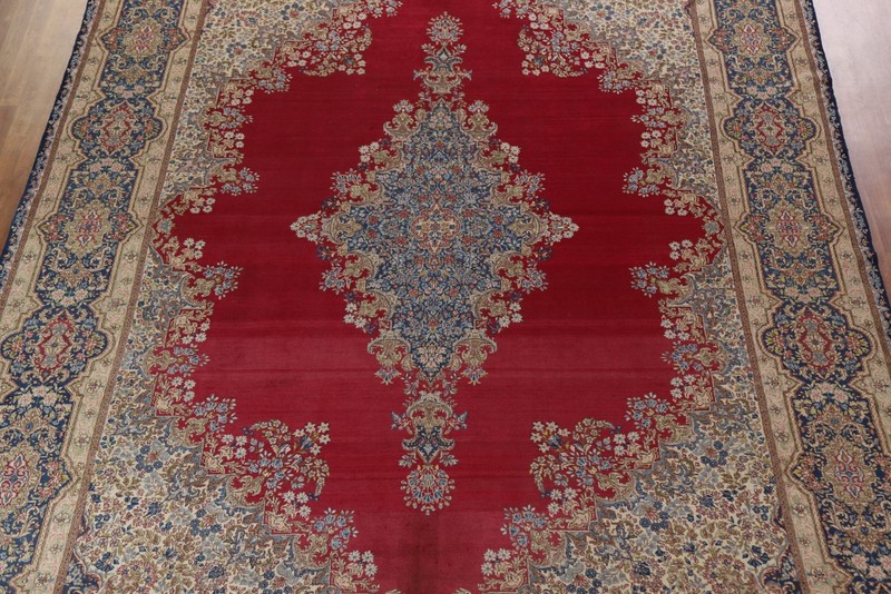 Hand-Knotted Red Floral Wool Carpet Traditional Oversize Large Rug 12x16 Ft gallery