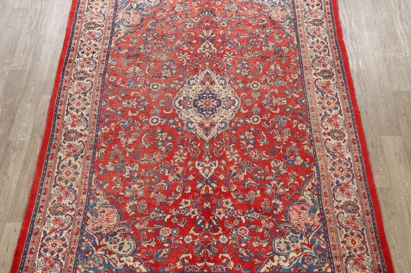 Floral Red/ Ivory Area Rug 7x11 Wool Hand-knotted Classic Vintage Carpet gallery
