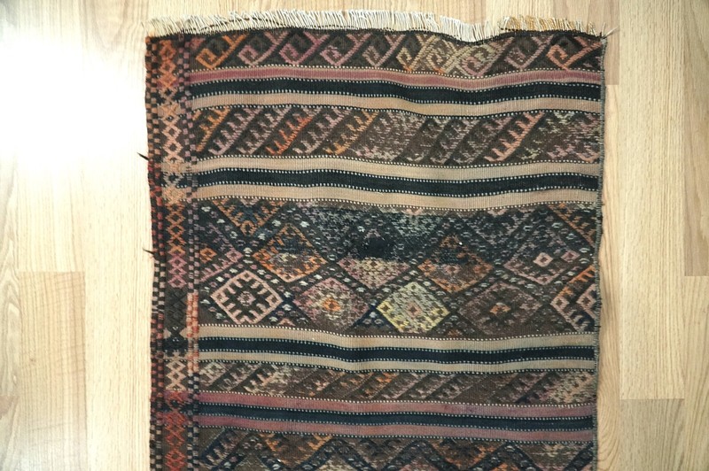 Dark Kilim Runner, Turkish Kilim Runner, Farmhouse runner, 2.17x9.15 ft. H-2635 gallery