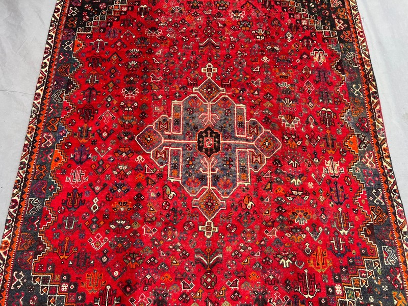 5'3x7'8 Vintage Afghan Baluchi Handnotted Red & Black Geometric Medallion Rug gallery
