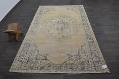 Oushak Turkish Vintage Rug 5×9 Kilim Rug Anatolian Handmade Boho Decor BEIGE