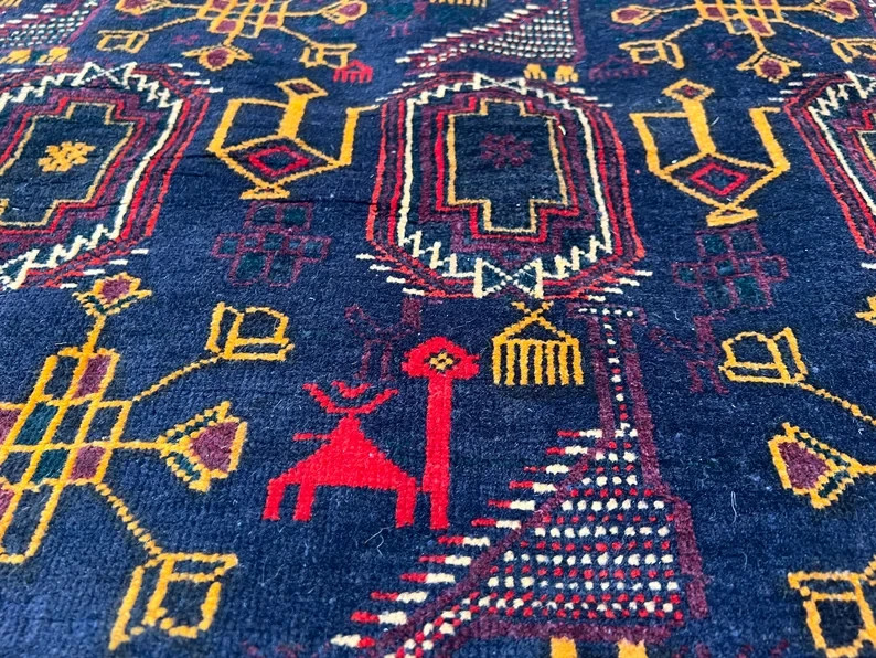 COLLECTORS’ ITEM Vintage Stunning Pictorial Tribal Belouch Nomadic Carpet gallery