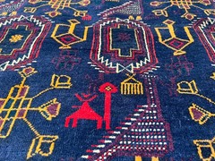 COLLECTORS’ ITEM Vintage Stunning Pictorial Tribal Belouch Nomadic Carpet
