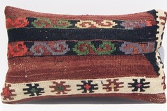 Striped Pillow Handmade Kurdish kilim pillow cover vintage kelim rugs 20″x12″