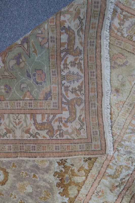Vintage Hand Knotted Silk Kayseri Hereke Gold Medallion Turkish Rug 34" x 51" gallery