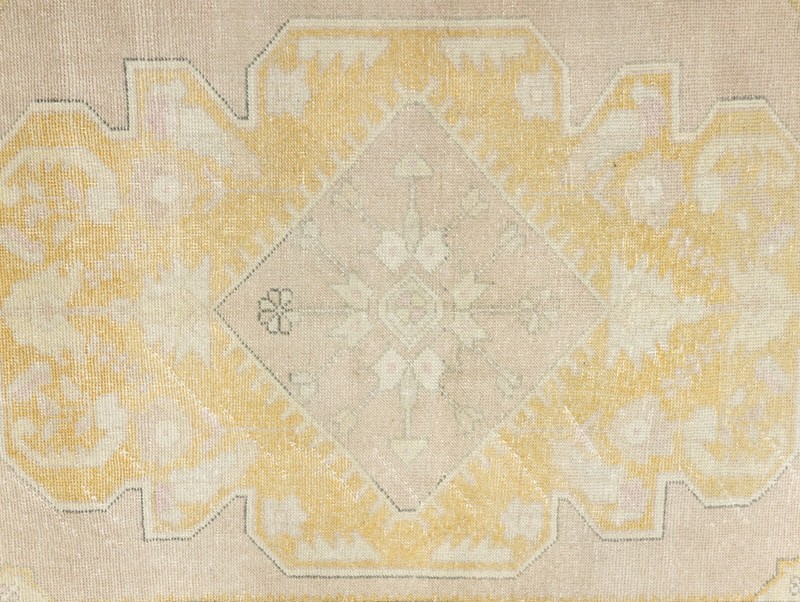 Faded Vintage Turkish Rustic Rug 4.1x8 ft Hand-Knotted Oushak Large Wide Runner gallery