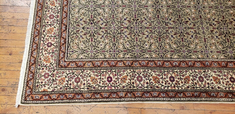 Exquisite Cr1930-1939s Antique Wool Pile Floral Patterned Bunyan Rug 6'4"×9'8" gallery