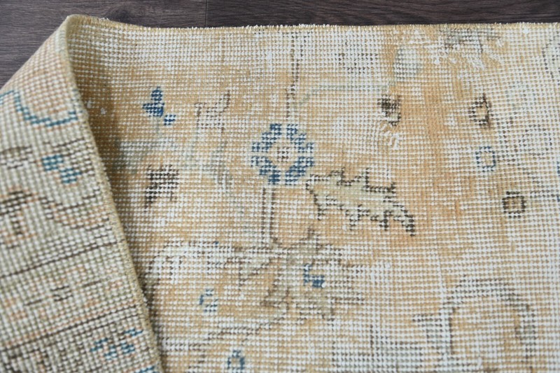 Vintage Turkish Runner Rug 2x7ft Wool Anatolian Handmade Hallway Oushak BEIGE gallery