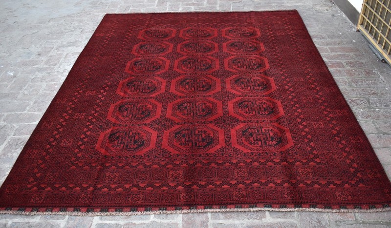 7x9 ft Afghan Antique Turkmen Ersari Area Rug Red Oriental Hand Knotted Wool Rug gallery