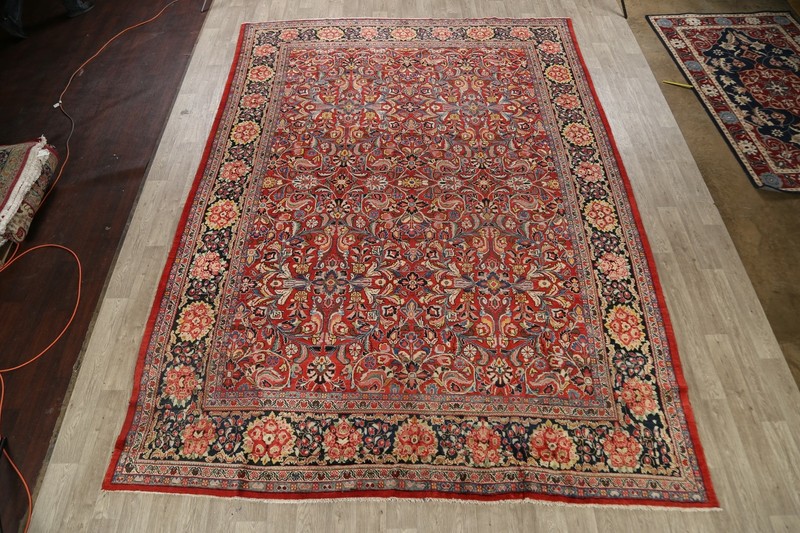 Antique Vegetable Dye Sultanabad Floral Area Rug Hand-Knotted Wool Carpet 10x14 gallery