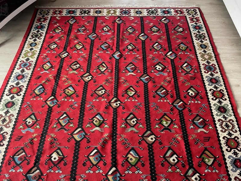 Vintage Traditional Hand Made Sarkoy, West Balkan Wool Multicolor Kilim 156x92cm gallery