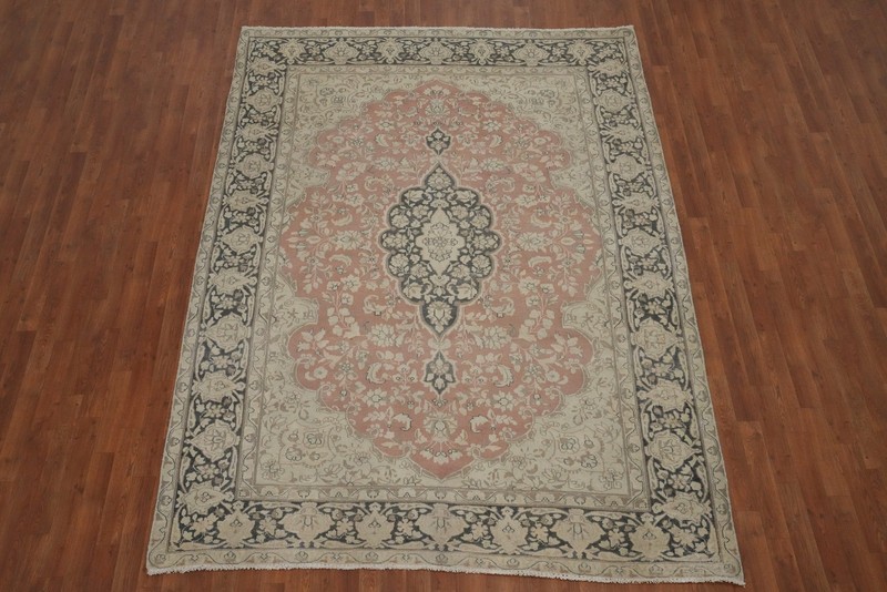 Vegetable Dye Pink Traditional Area Rug 7x9 ft Hand-knotted Wool Distressed Rug gallery