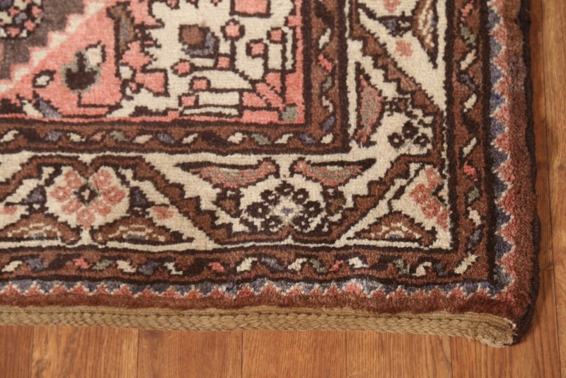 Geometric Brown Wool Runner Rug 4x10 Hand-knotted Vintage Traditional Nomad Rug gallery