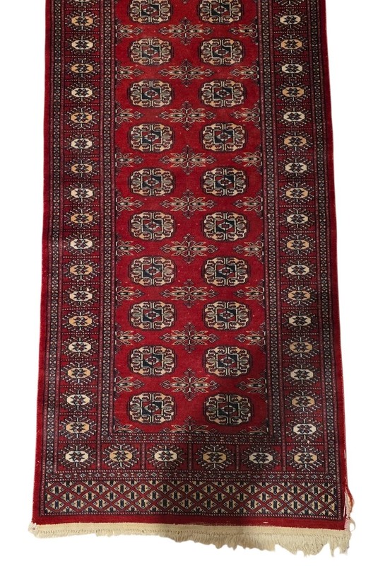 Aprx 2.5 X 12 Afgahn Hand Knotted Turkmen Bokhara Rug Antique Runner Wool Carpet gallery