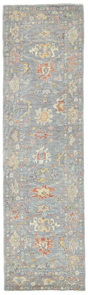 Pakistan Handmade Oushak Oriental Runner Rug Muted Floral Hallway Carpet 3X10 ft