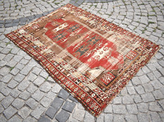Fabulous Antique Caucasian Rug 52” x 69” Collectors Item Shabby Chic Worn Rug