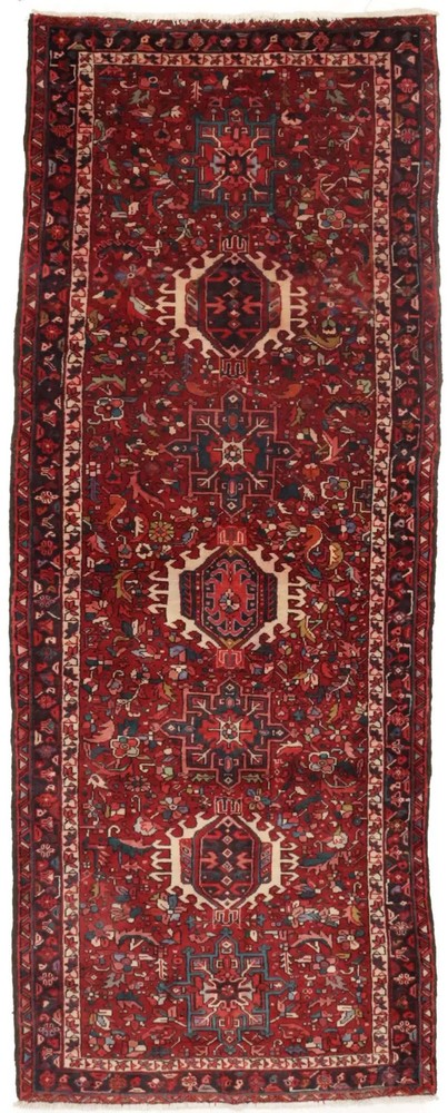 Vintage Karajeh Oriental Runner Rug Red Geometric Design Kitchen Carpet 4X11 ft