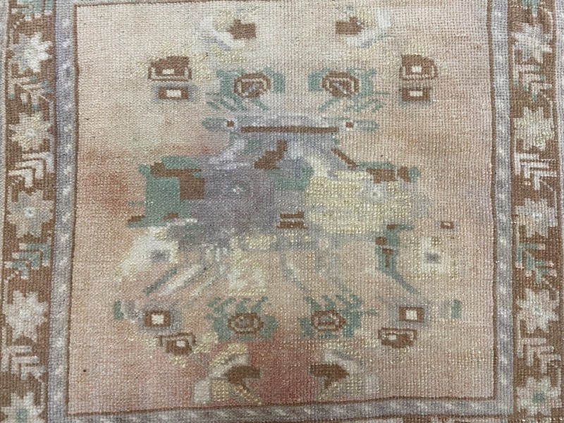 Vintage Anatolian Rug Small 2.0x2.2 ft Handwoven Wool Square Accent Rug gallery