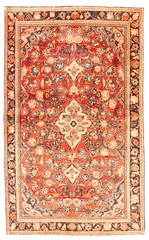 Vintage Hand-Knotted Area Rug 4’0″ x 6’9″ Traditional Oriental Wool Carpet