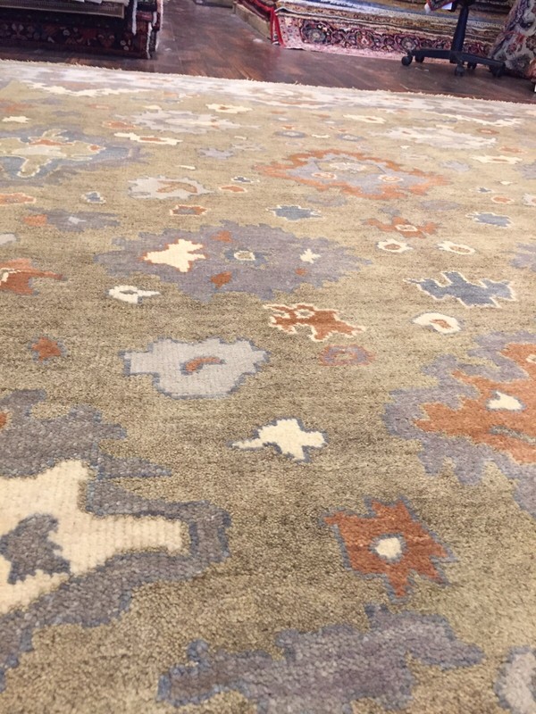 Unique Genuine Hand Knotted Oushak Geometric Area Rug Carpet 9’3”x11’10”,#15 gallery