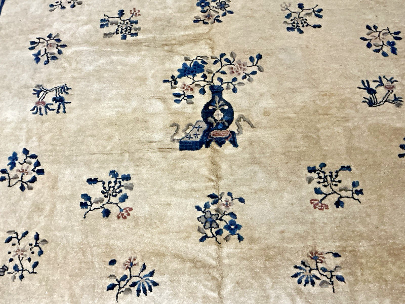 ANTIQUE CHINESE PEKING ORIENTAL RUG 9' X 12' BEIGE BACKGROUND gallery