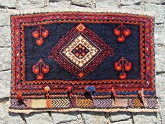 Fabulous Antique Rug Rare Awesome Design Caucasian Collectors Item Bag Face Rug
