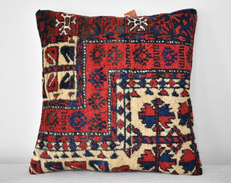 Antique Tribal Pillow Cover Sofa Rug 16'' x 16'' Made Of Antique Cushion Carpet gallery