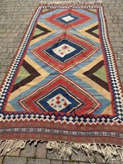 Antique Qashqai Kilim, Bold , And Great Colour, Late 19th Century