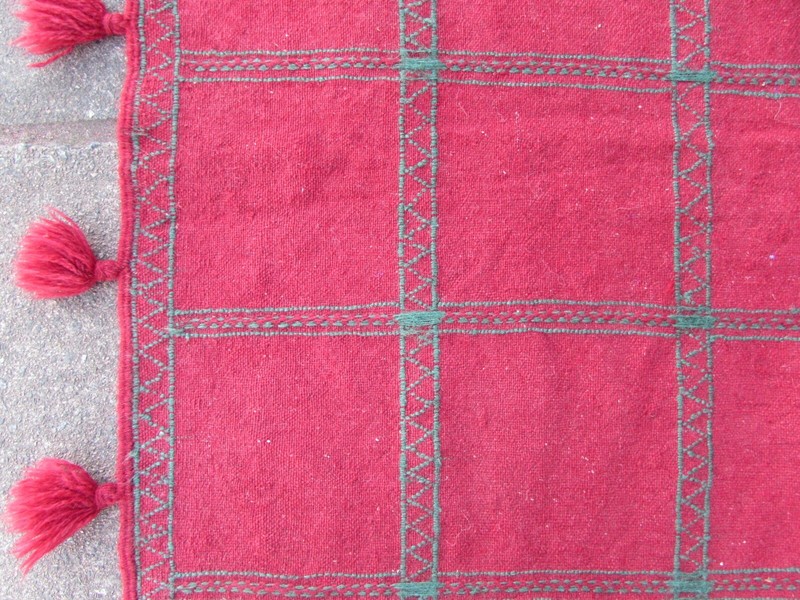 Vintage Traditional Hand Made Oriental Wool Red Large Long kilim 250x95cm gallery
