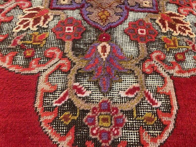 Authentic Ca 1900-1939s Antique Medallion Patterned Wool Pile Tribal Rug 4’x7’ gallery